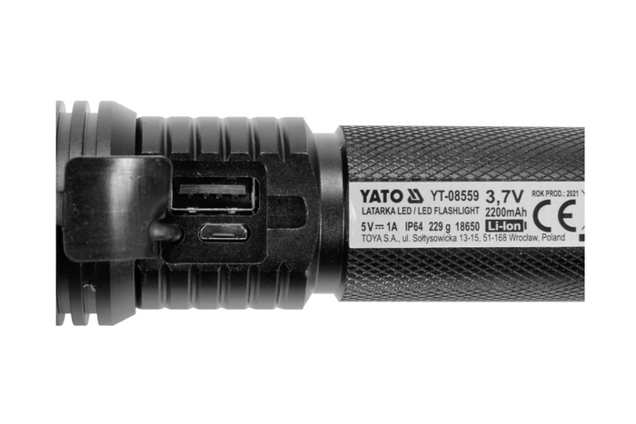 YATO YT-08559 LED 900lm многофункционален фенер, външна батерия, отварачка за бутилки, авариен чук