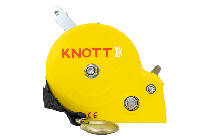 Лебедка 450 KG с колан KNOTT, жълт корпус